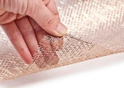 MeshArt Reflect Bronze - Architectural fabric made of bronze – with fine, twisted flat wires- light, filigree, glittering